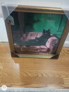 Marmont Hill Framed  Canvas Cat Martini Wall 18 X 18